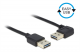 USB-kabel, 1 meter, Vändbar USB-A hane - USB-A hane, 1xVinklad kontakt, svart 83464