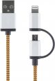 USB-kabel, USB Micro B ha och lightning ha, MFi, 1m, orange IPLH-241